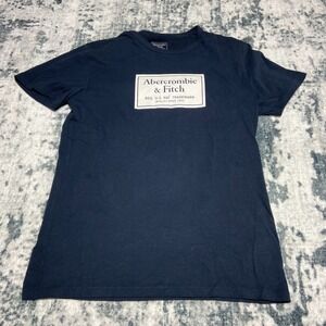 Abercrombie Fitch Mens T Shirt Navy Blue Graphic Logo Short Sleeve Size Medium